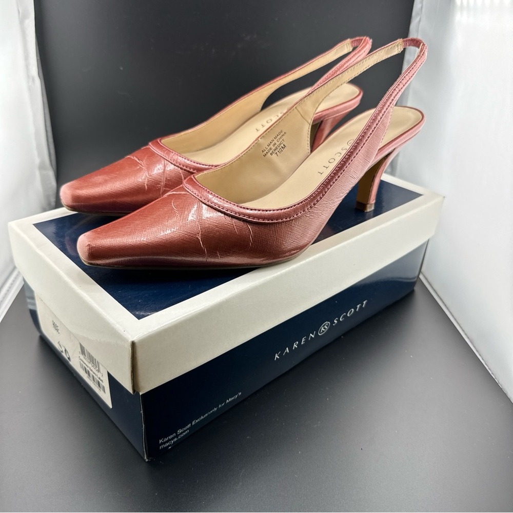 Karen Scott slingback heels size 7 1/2 M dark rose pink heel height about 2 1/2"
